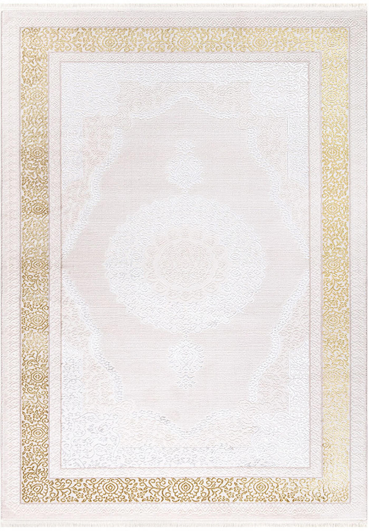 İpek Home Anisa 15900 Altın-Bej 10 mm Akrilik Toz Tutmaz Yıkanabilir Orta Kaymaz Pamuk Taban Dikdörtgen Makine Dokuma Antre-Çocuk Odası-Salon-Yatak Odası Halısı 120x120 cm