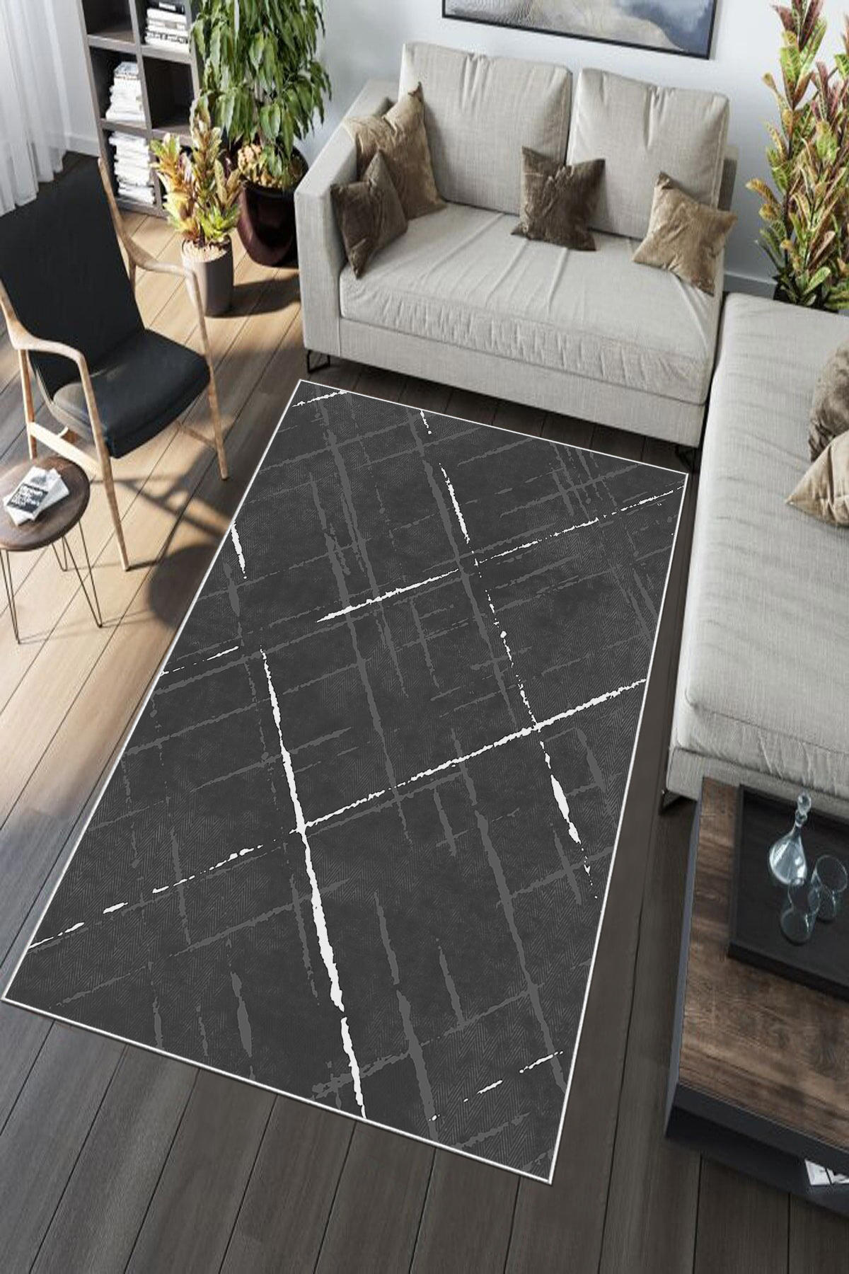 Aldora Çok Renkli 0.8 mm Polipropilen Yıkanabilir Orta Kaymaz Deri Taban Dikdörtgen Makine Dokuma Salon Halısı 100x200 cm