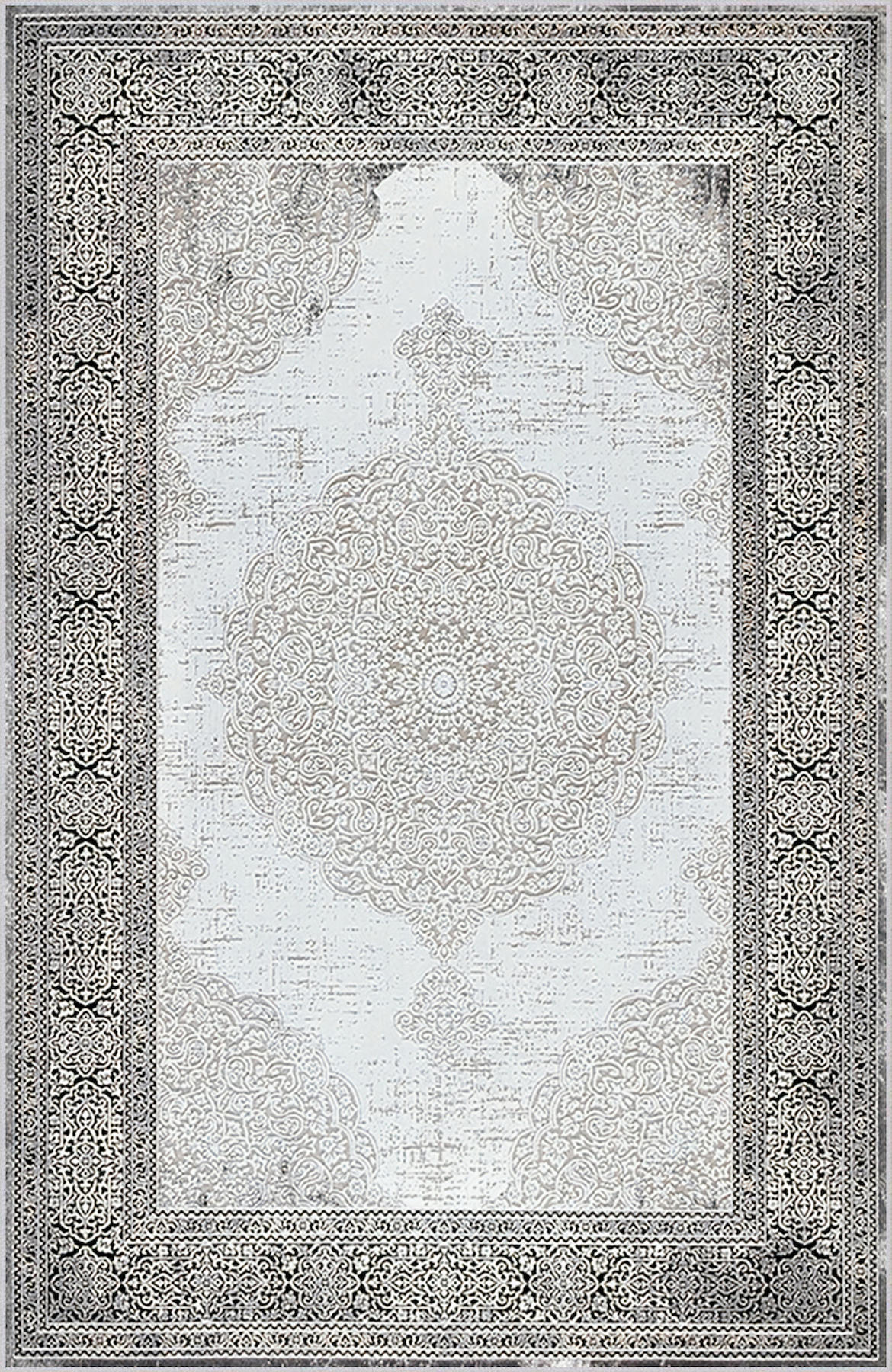 Rovigo Home RVG0774 Gri 8 mm Polyester Antibakteriyel-Leke Tutmaz-Toz Tutmaz Yıkanabilir İnce Kaymaz Dot Taban Dikdörtgen Makine Dokuma Salon Halısı 80x120 cm