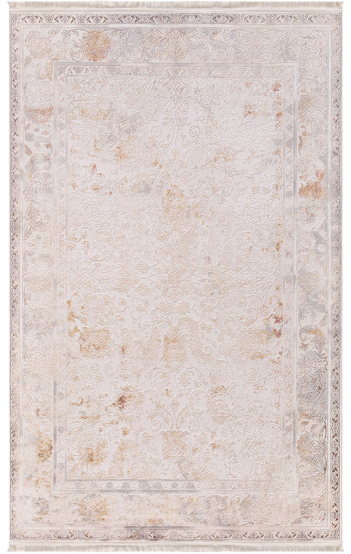 İpek Home Kazaz 2307A Krem 11 mm Akrilik Yıkanabilir Orta Kaymaz Jüt Taban Dikdörtgen Makine Dokuma Antre-Çocuk Odası-Salon-Yatak Odası Halısı 120x180 cm