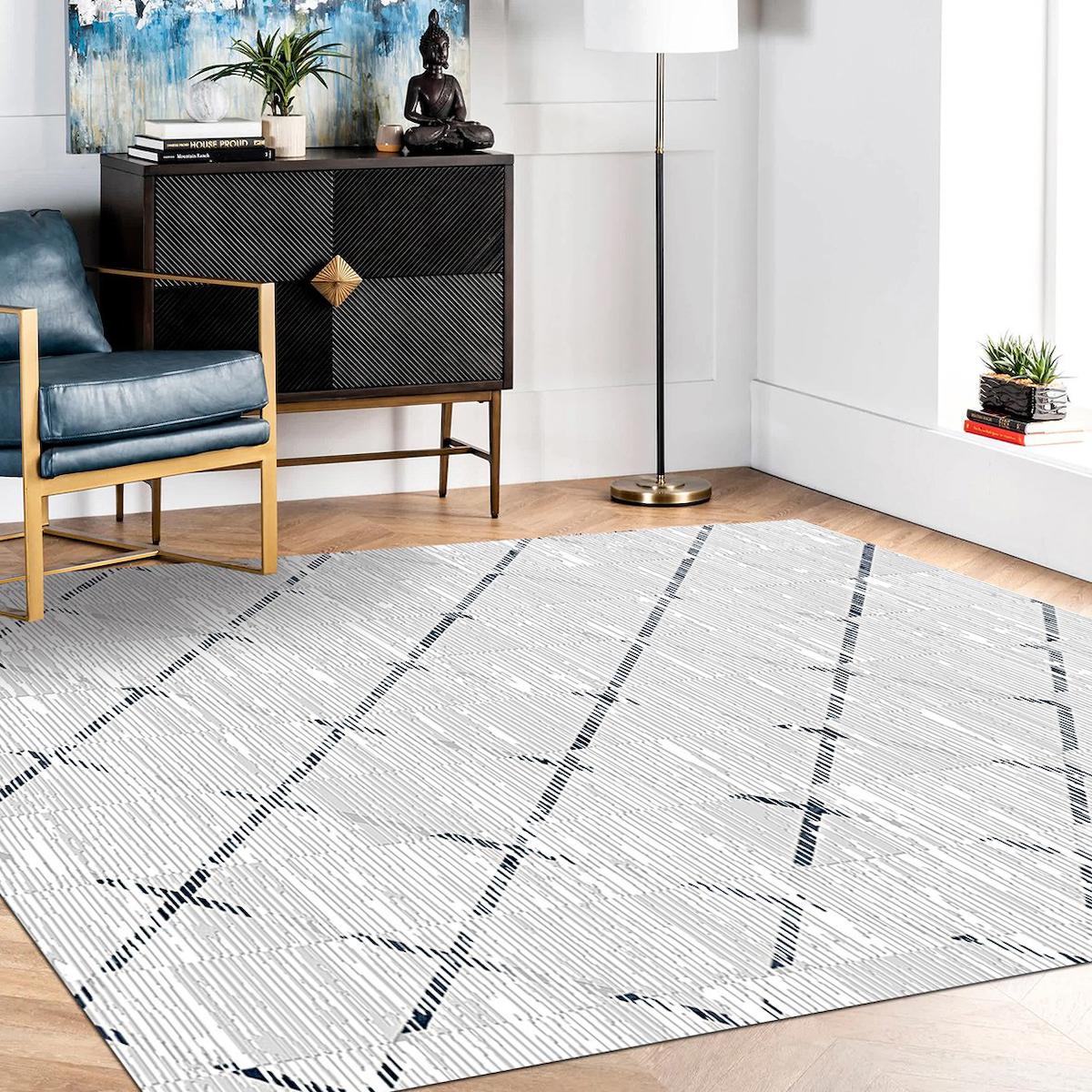Dekozer Çok Renkli 11 mm Akrilik Antialerjenik Yıkanabilir İnce Pamuk Taban Dikdörtgen Makine Dokuma Salon Halısı 40x60 cm