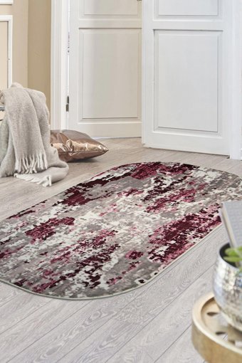 Dijidekor Çok Renkli 6 mm Polyester Antistatik Yıkanabilir Orta Kaymaz Dot Taban Oval Makine Dokuma Oturma Odası Halısı 180x280 cm