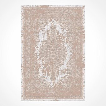 Crea Halı Milad MD002 Krem 7.5 mm Akrilik-Viskon Toz Tutmaz Yıkanabilir Orta Pamuk Taban Dikdörtgen Makine Dokuma Salon Halısı 80x300 cm