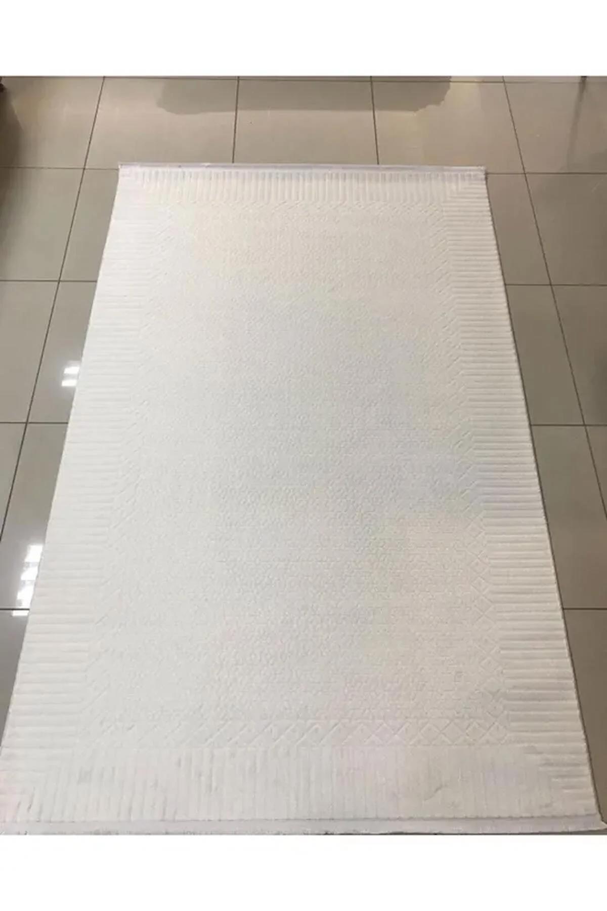 Merinos  Diyez 39139 Bej-Vizon 9.5 mm Akrilik Yıkanabilir İnce Kaymaz Dikdörtgen Makine Dokuma Salon Halısı 100x150 cm