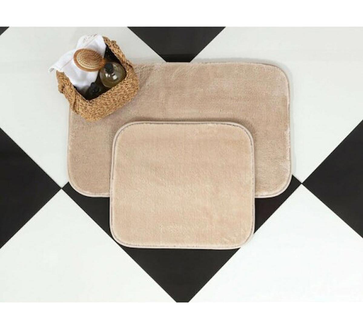 Homefesto Krem 5 mm Polyester Leke Tutmaz Yıkanabilir Kalın Kaymaz Taban Makine Dokuma Banyo Halısı 300x400 cm