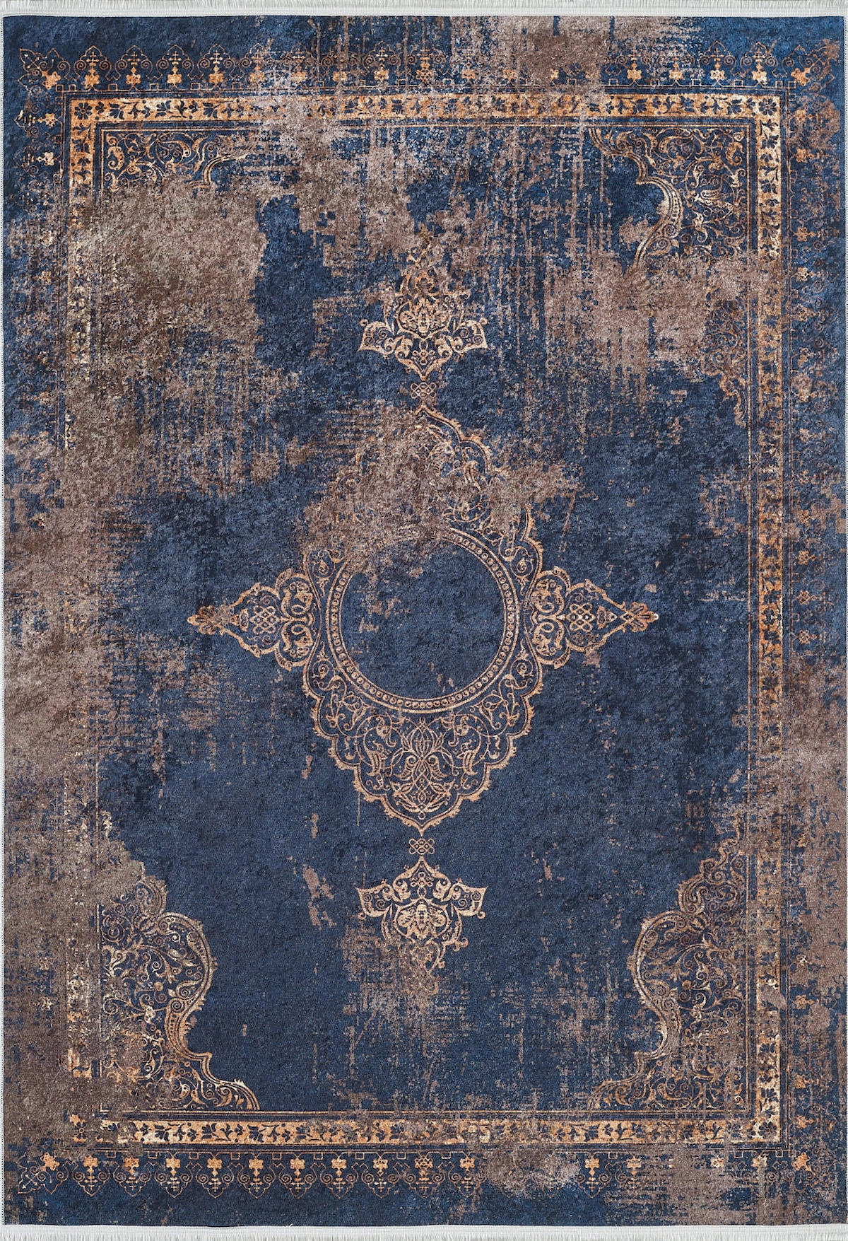 Halı Atölyesi HK190 Lacivert 5 mm Pamuk Yıkanabilir Kaymaz Taban Dikdörtgen Makine Dokuma Salon Halısı 180x180 cm