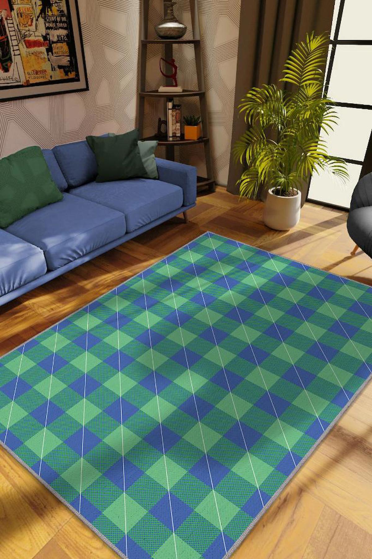 Homshtag Çok Renkli 4 mm Pamuk Antistatik Yıkanabilir İnce Kaymaz Dikdörtgen Makine Dokuma Salon Halısı 100x200 cm