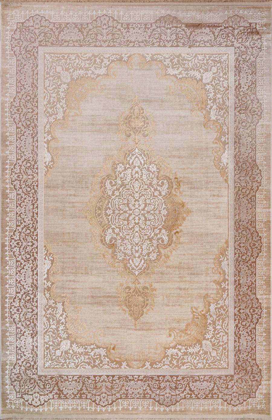 Kreasyon Halı Gallery 1304 Bej 7 mm Akrilik Yıkanabilir Kalın Kaymaz Pamuk Taban Dikdörtgen Makine Dokuma Salon Halısı 160x230 cm