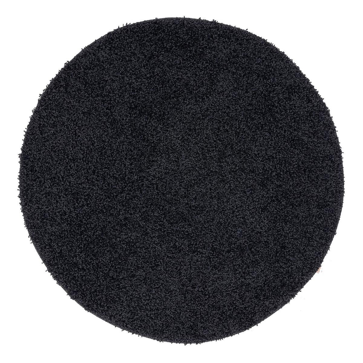 Eurobano Siyah 25 mm Polyester Toz Tutmaz Yıkanabilir İnce Kaymaz Lateks Taban Yuvarlak Makine Dokuma Salon Halısı 100x300 cm