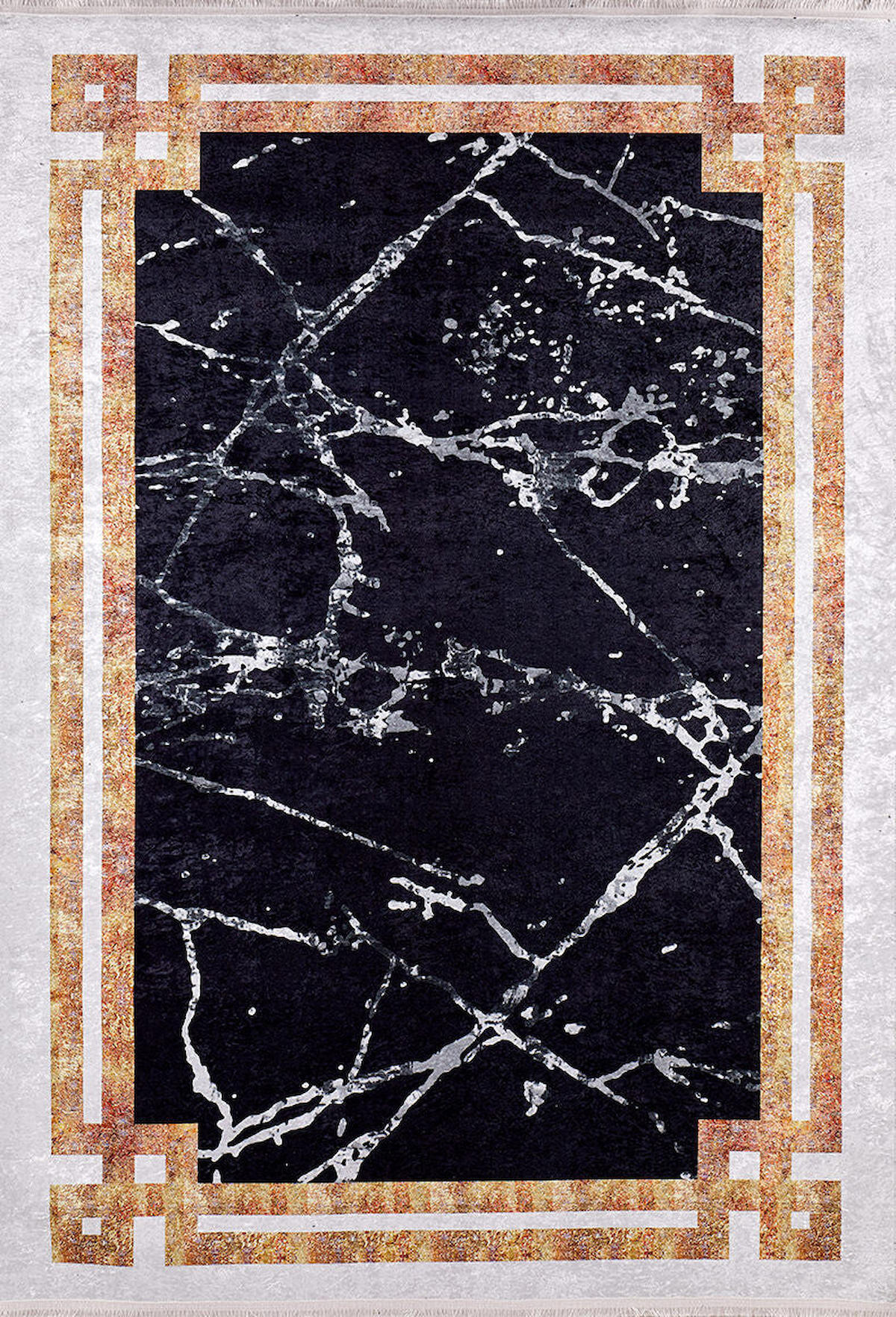 Halı Atölyesi HA190 Gri-Siyah 5 mm Pamuk Hipoalerjenik Yıkanabilir İnce Kaymaz Taban Dikdörtgen Makine Dokuma Salon Halısı 80x150 cm
