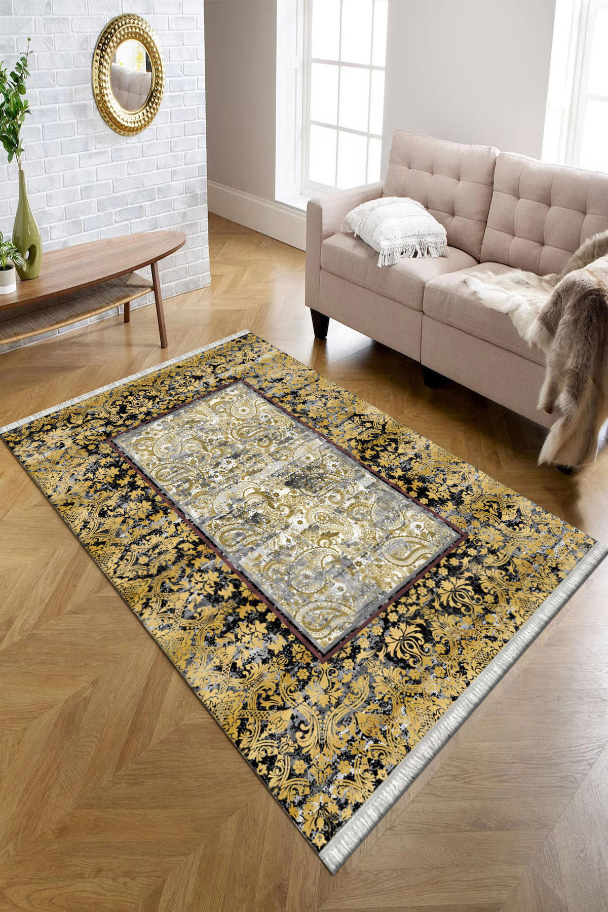 Kreatif Halı Çok Renkli 4 mm Polyester Antibakteriyel Yıkanabilir İnce Kaymaz Dot Taban Çiçek Desenli Dikdörtgen Makine Dokuma Salon Halısı 80x150 cm
