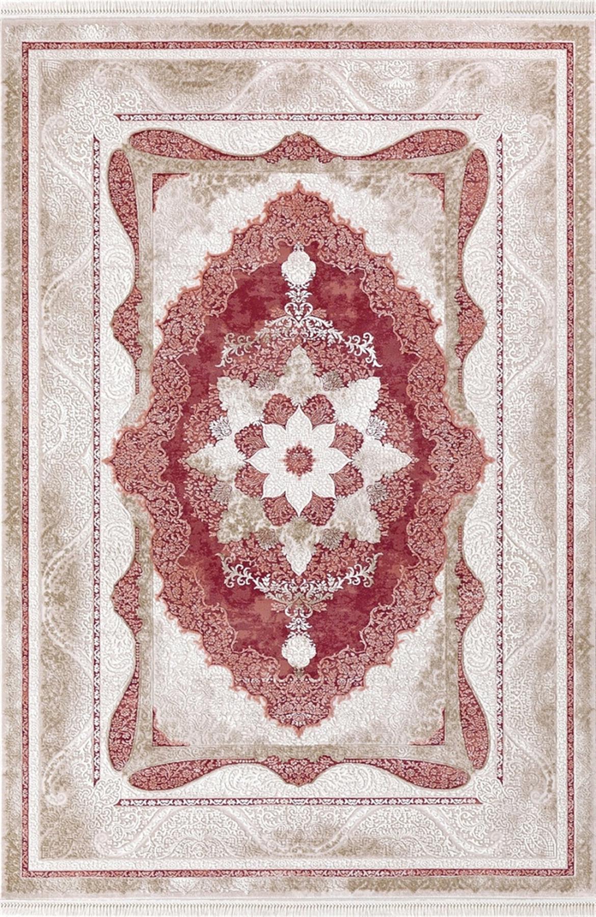 Dinarsu Arora 31888 Bordo 11 mm Akrilik Silinebilir Yıkanabilir Orta Kaymaz Dikdörtgen Makine Dokuma Oturma Odası Halısı 100x300 cm