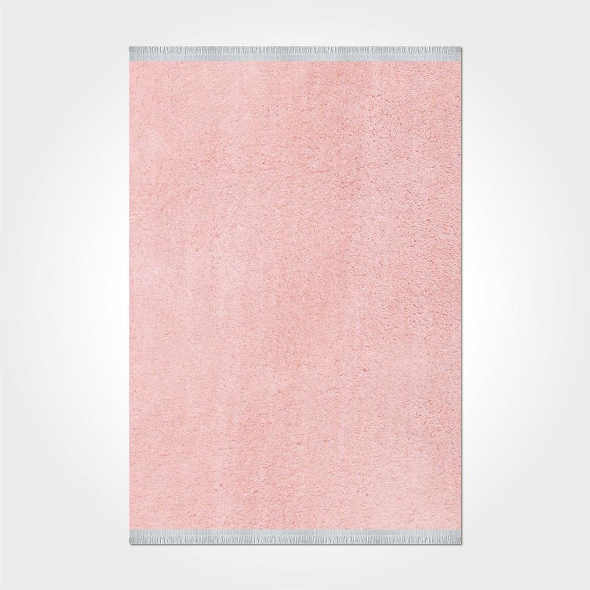 Crea Halı 3151PMB Pembe 20 mm Pamuk-Polyester Toz Tutmaz Yıkanabilir Orta Kaymaz Dikdörtgen Makine Dokuma Salon Halısı 100x300 cm