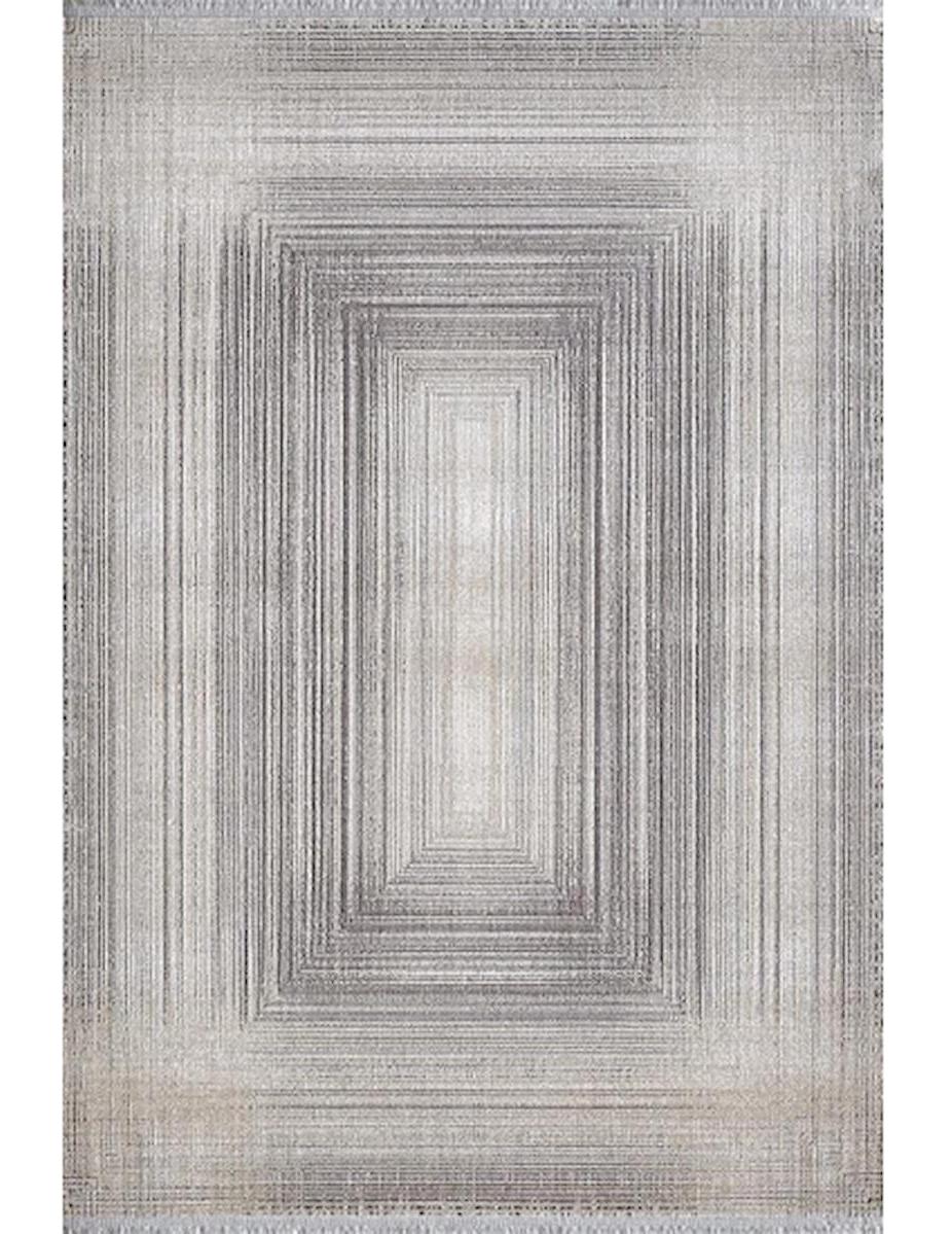 Royal Halı Elite QE06A Gri 7 mm Viskon Toz Tutmaz Yıkanabilir Kalın Kaymaz Lateks Taban Dikdörtgen Makine Dokuma Salon Halısı 160x230 cm