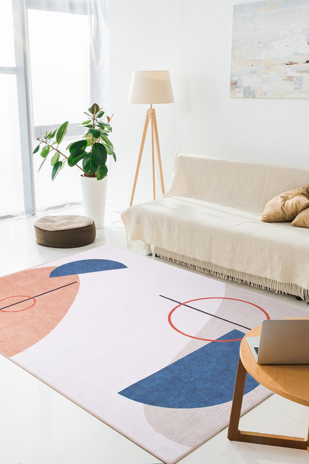 Artloop AL-404 Krem 4 mm Polyester Yıkanabilir İnce Kaymaz Dikdörtgen Makine Dokuma Salon Halısı 180x280 cm