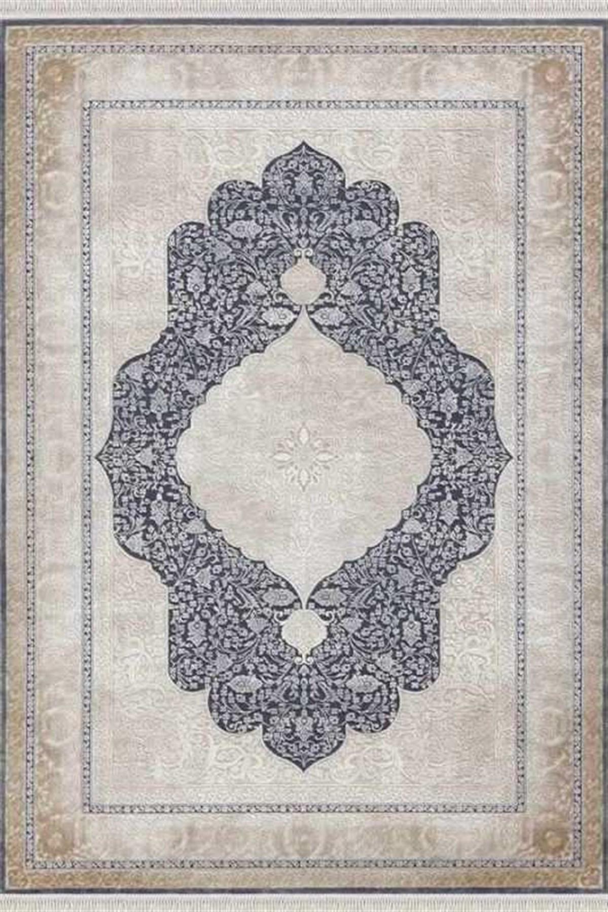 Merinos Rodin 19776 Çok Renkli 8 mm Akrilik Toz Tutmaz Yıkanabilir Kalın Kaymaz Dikdörtgen Makine Dokuma Salon Halısı 120x200 cm