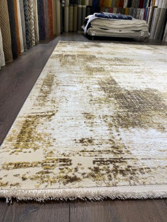 İlhanın Halıları Kahverengi - Krem 12 mm Akrilik Yıkanabilir Kalın Kaymaz Taban Dikdörtgen Makine Dokuma Salon Halısı 100x300 cm