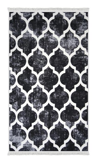 Dijidekor Siyah 6 mm Polyester Antialerjenik Yıkanabilir İnce Kaymaz Dot Taban Dikdörtgen Makine Dokuma Salon Halısı 180x180 cm