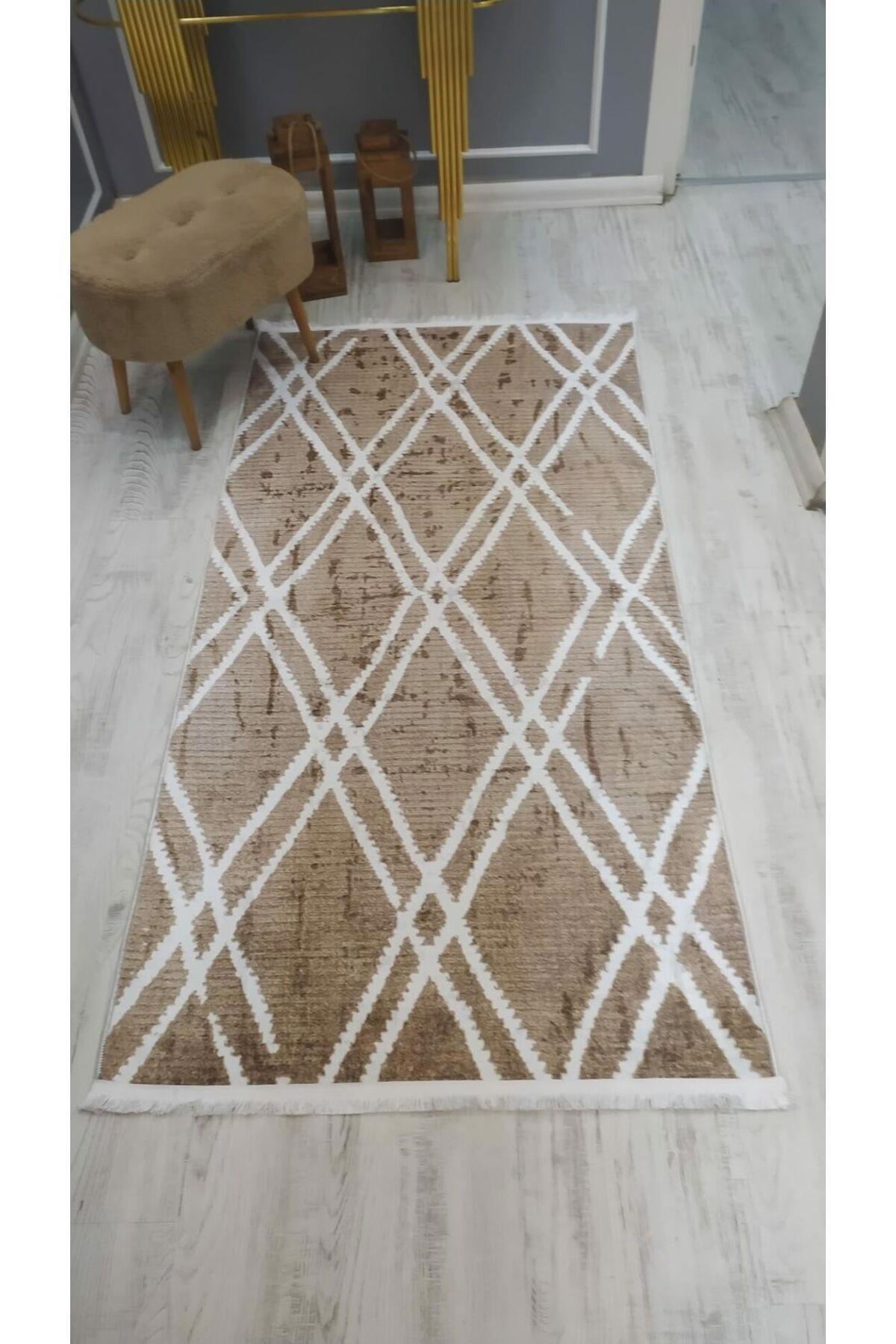 Doruklar Home Collection Gri 0.7 mm Yıkanabilir Kaymaz Taban Geometrik Dikdörtgen Makine Dokuma Halı 200x300 cm