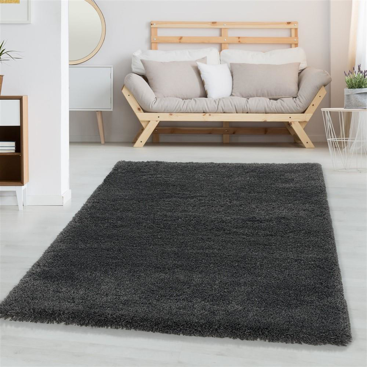 Carpettex Gri 30 mm Polipropilen Antibakteriyel Kalın Kaymaz Dikdörtgen Makine Dokuma Salon Halısı 200x290 cm