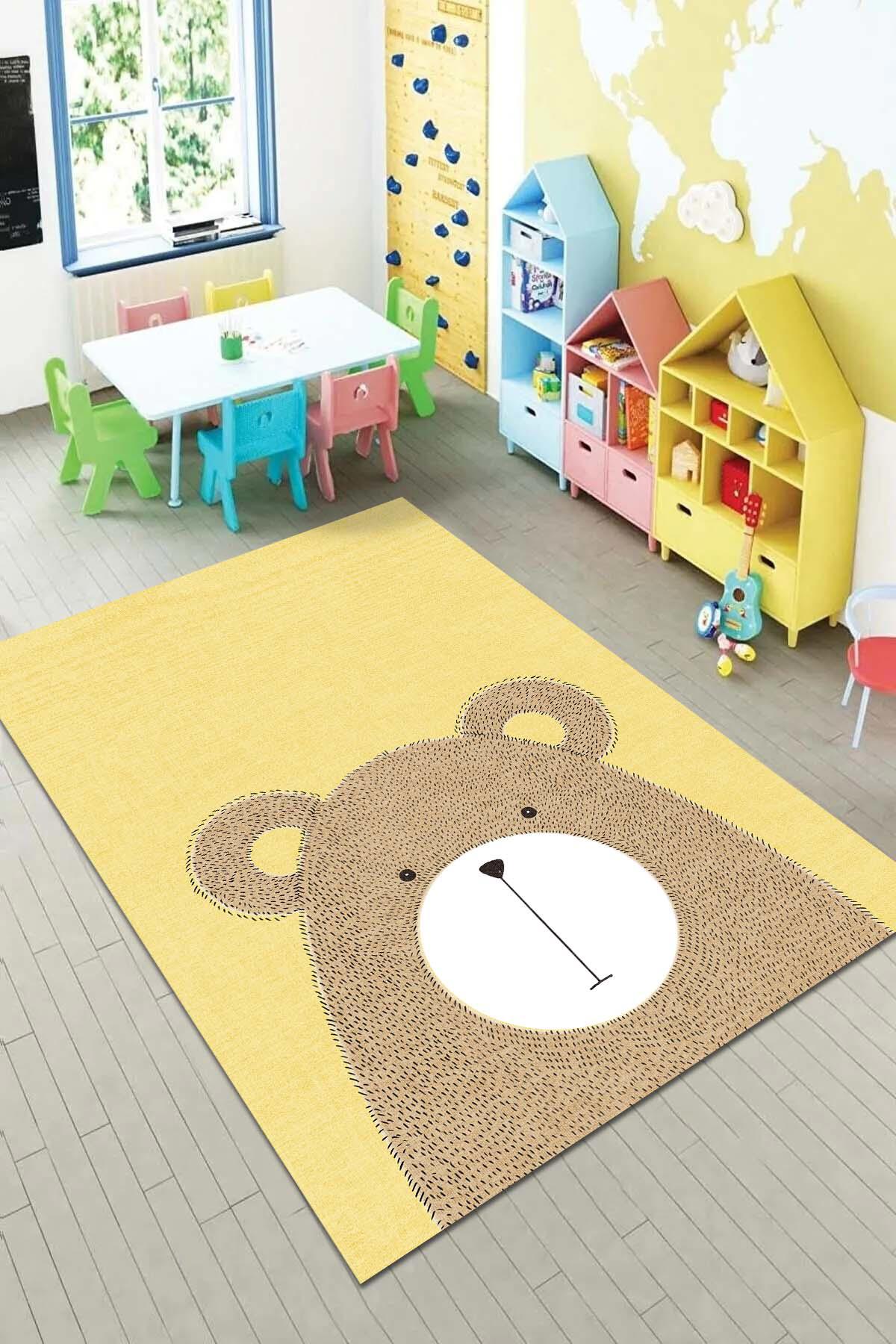 Aida Home Lenora Krem 0.5 mm Pamuk Antibakteriyel Yıkanabilir İnce Kaymaz Pamuk Taban Dikdörtgen Makine Dokuma Çocuk Odası-Salon Halısı 160x230 cm