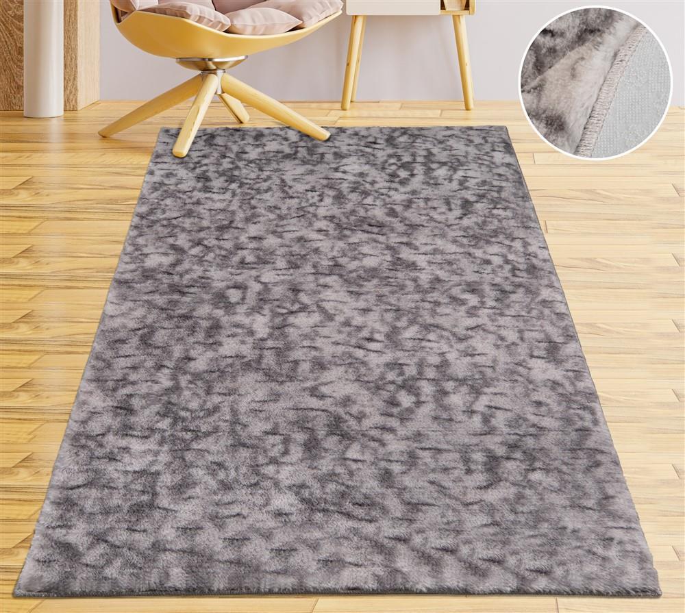 Orkide Home Gri 14 mm Polyester Leke Tutmaz Yıkanabilir Kalın Kaymaz Jel Taban Oval Makine Dokuma Yatak Odası Halısı 80x150 cm