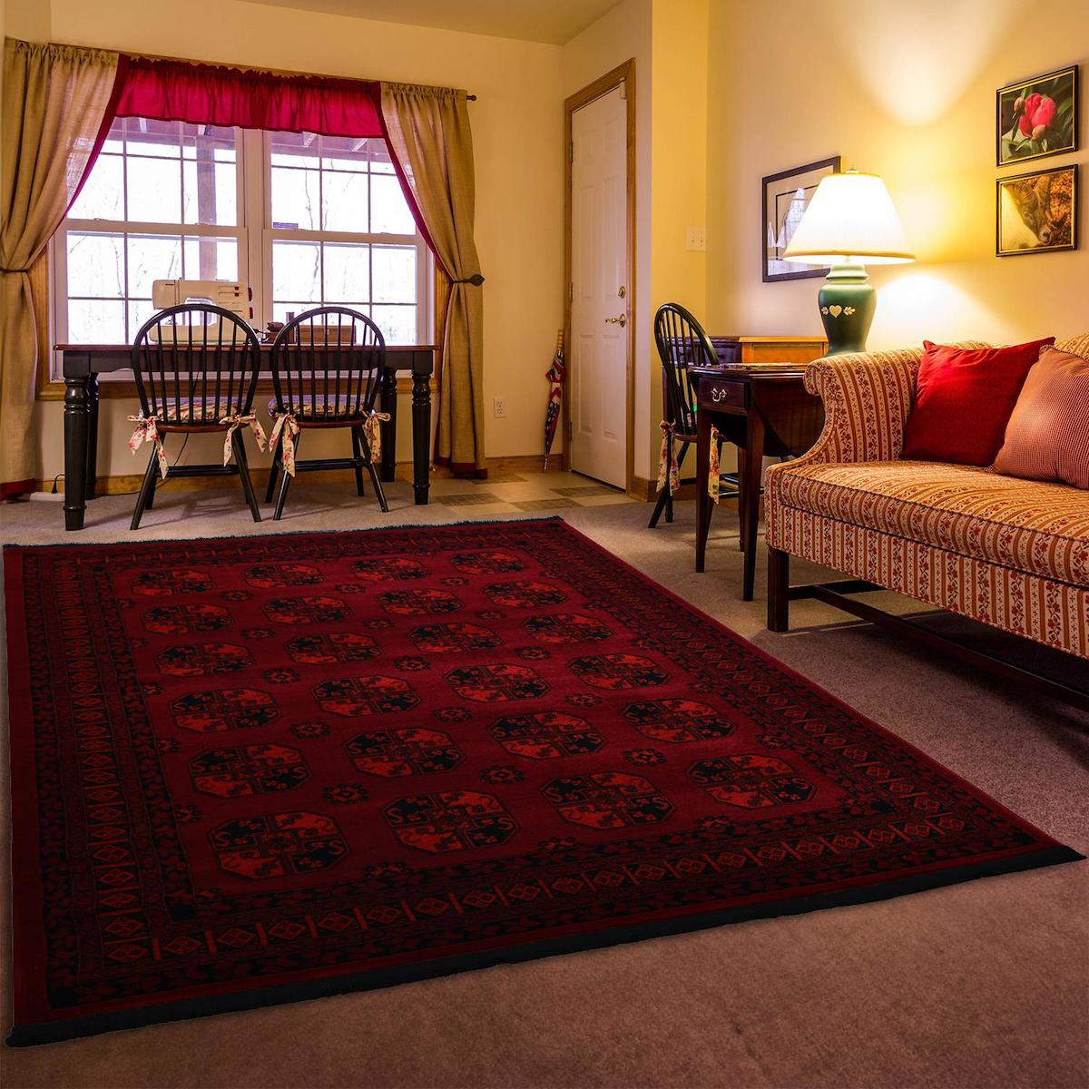 Giza Home 2892A-ZS74 Bordo 0.8 mm Polipropilen Yıkanabilir İnce Kaymaz Jüt Taban Dikdörtgen Makine Dokuma Salon Halısı 200x290 cm