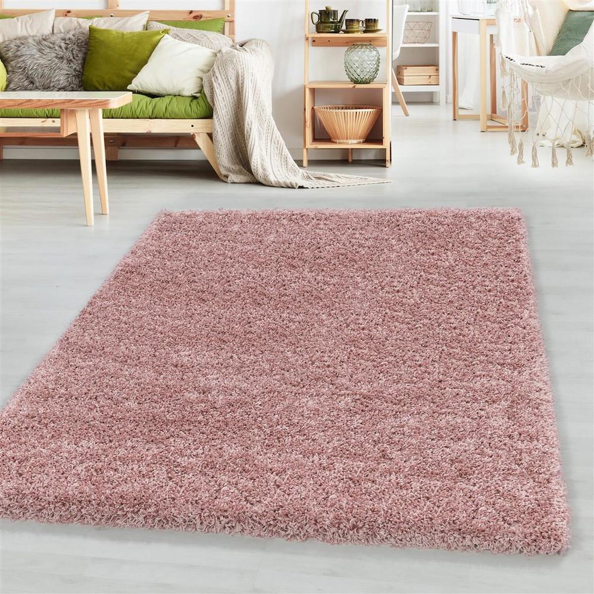 Red Halı Pembe 30 mm Polipropilen Toz Tutmaz Yıkanabilir Kalın Kaymaz Dikdörtgen Makine Dokuma Salon Halısı 120x180 cm