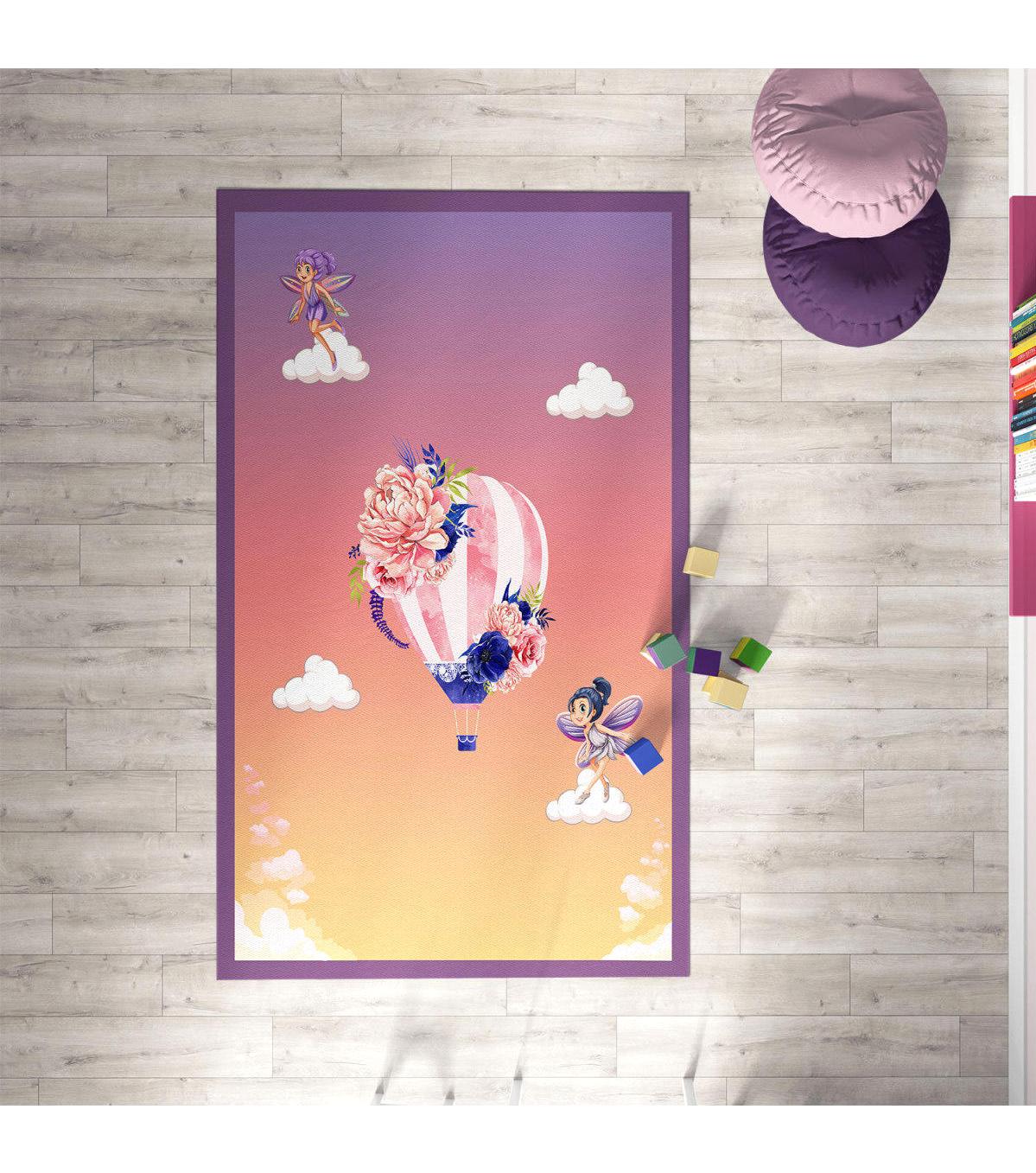 Chiron Baby Ceritti CRTT065 Çok Renkli 5 mm Pamuk-Polyester Antialerjenik Yıkanabilir İnce Kaymaz Taban Figürlü Dikdörtgen Makine Dokuma Çocuk Odası Halısı 160x230 cm