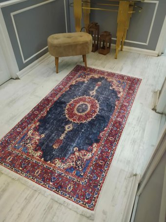 Doruklar Home Collection Çok Renkli 0.7 mm Yıkanabilir Kaymaz Taban Dikdörtgen Makine Dokuma Halı 80x150 cm