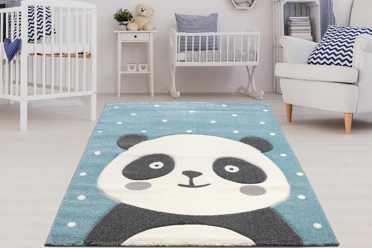 Petra Home Living Mavi 2 mm Polipropilen Antibakteriyel Yıkanabilir İnce Kaymaz Jüt Taban Dikdörtgen Makine Dokuma Çocuk Odası Halısı 120x180 cm