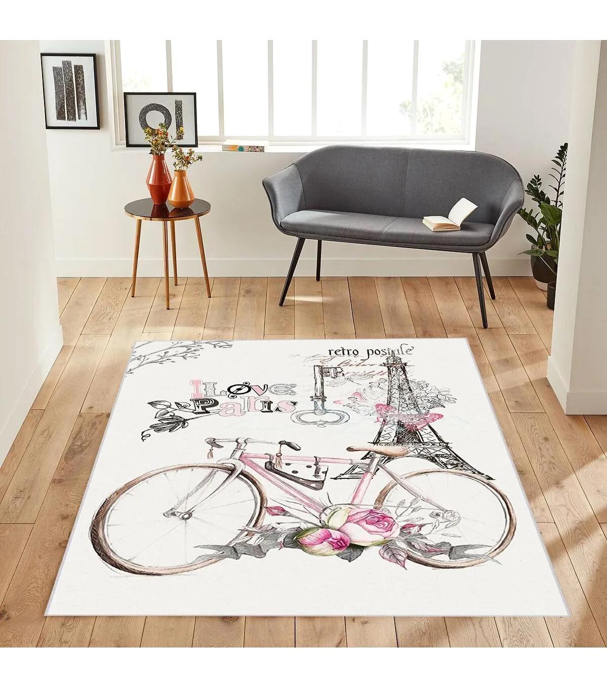 Rovigo Home RVG1888-SD637 Krem 8 mm Polyester Antibakteriyel-Leke Tutmaz-Toz Tutmaz Yıkanabilir İnce Kaymaz Dot Taban Dikdörtgen Makine Dokuma Salon Halısı 200x300 cm