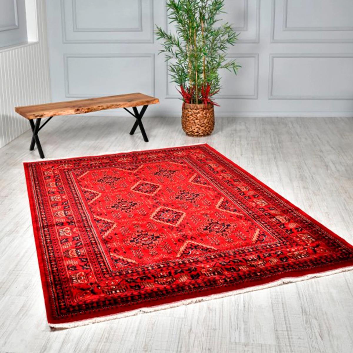 Hoom Rugs Bambos Plus 902 Kırmızı 11 mm Bambu Orta Kaymaz Dikdörtgen El Dokuması Salon Halısı 100x200 cm