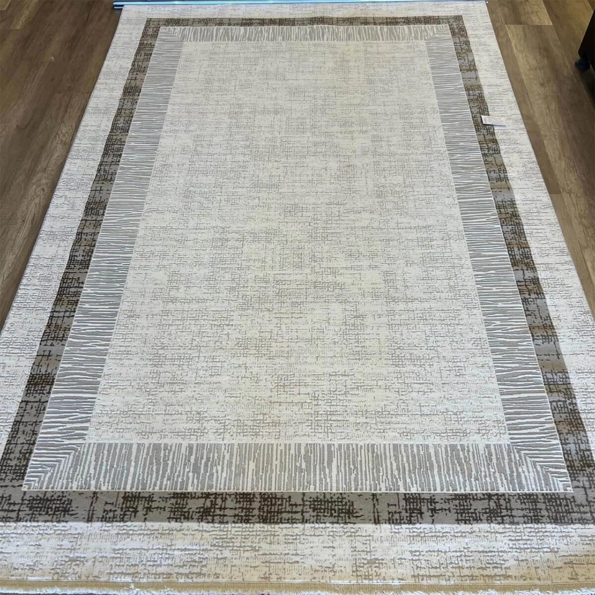 İpek Mekik Halı Gordion 16157 Bej-Krem 10 mm Polyester Toz Tutmaz Yıkanabilir Orta Kaymaz Pamuk Taban Dikdörtgen Makine Dokuma Antre-Çocuk Odası-Salon-Yatak Odası Halısı 120x180 cm