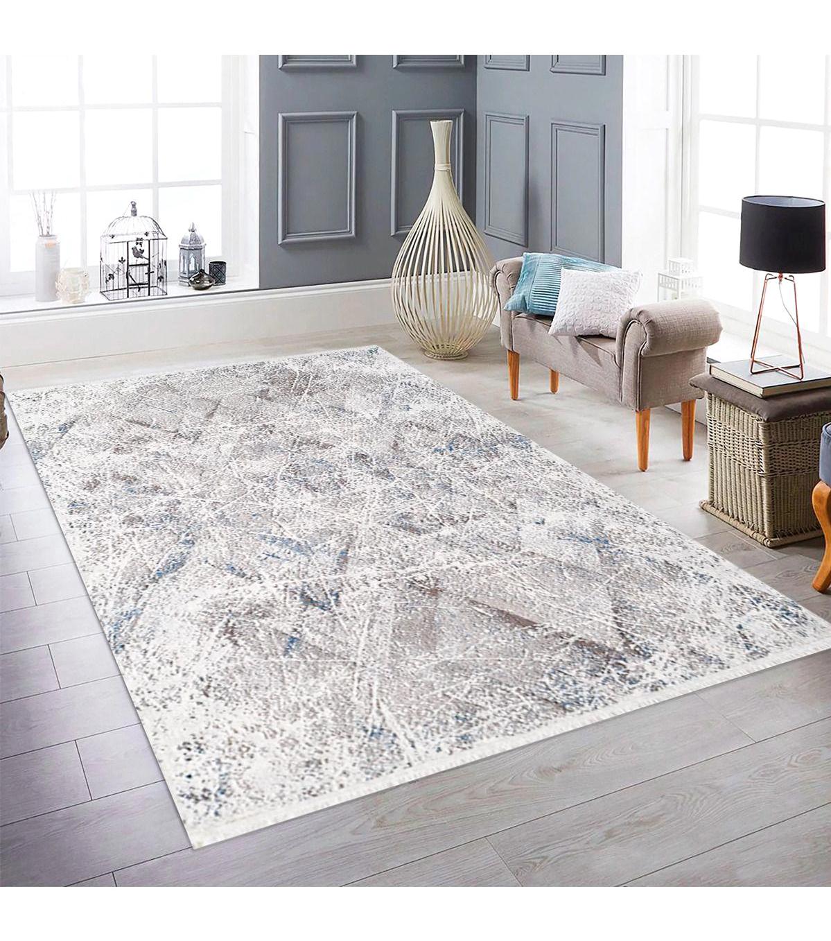 Royal Halı Serenity Gri-Mavi 9 mm Akrilik Antibakteriyel Yıkanabilir Kalın Kaymaz Lateks Taban Dikdörtgen Makine Dokuma Salon Halısı 200x290 cm