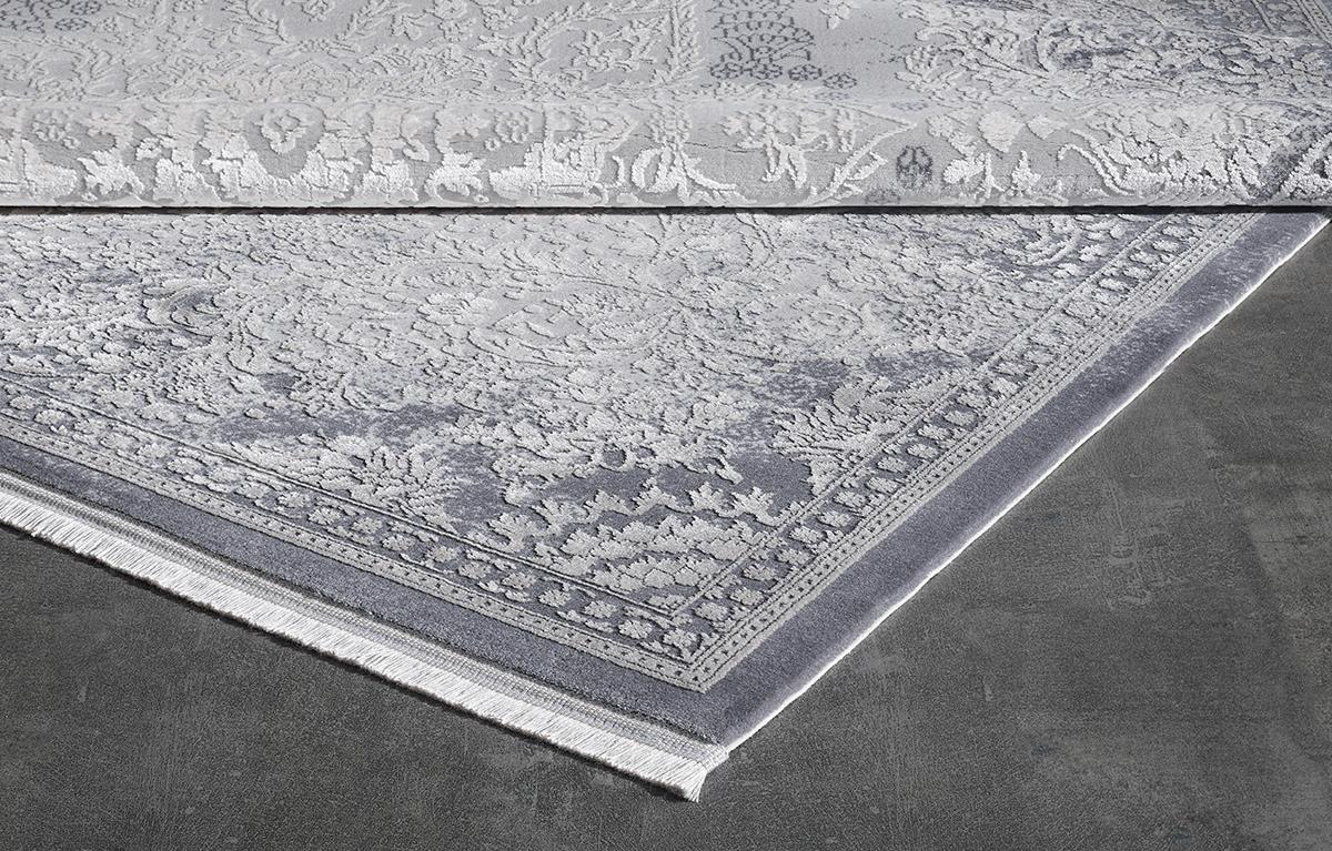 Gümüşsuyu 11432 Gri 8 mm Viskon Antibakteriyel Yıkanabilir Orta Dikdörtgen Makine Dokuma Salon Halısı 160x235 cm