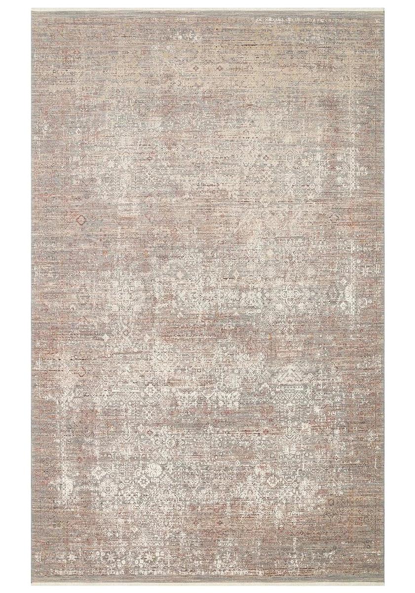 Eko Halı La Paz LPZ02 Krem 6-12 mm Polyester-Viskon Silinebilir Yıkanabilir Orta Kaymaz Dikdörtgen Makine Dokuma Salon Halısı 80x300 cm