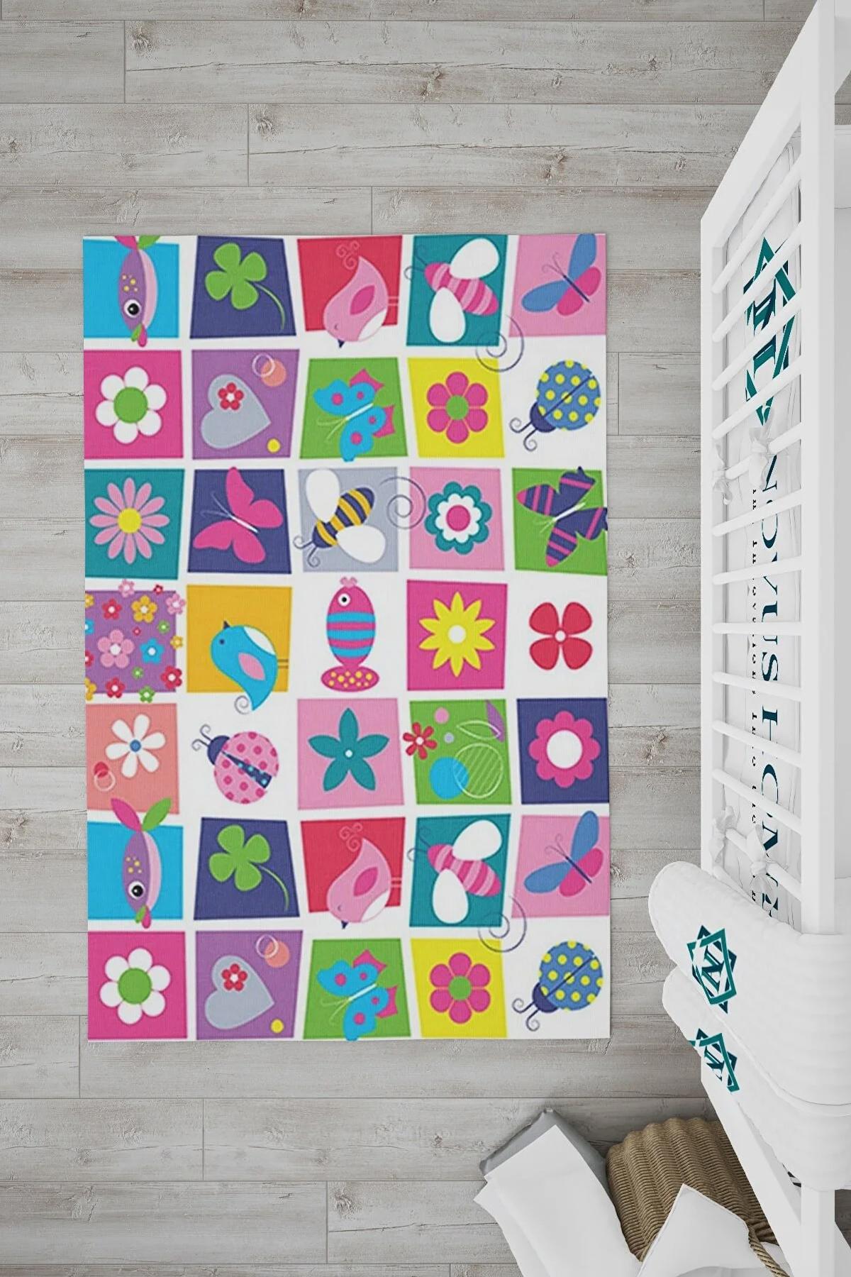Novus Home Verona Serisi Krem 6 mm Polyester Antibakteriyel-Toz Tutmaz-Yalıtıma Yardımcı Yıkanabilir İnce Kaymaz Taban Dikdörtgen Makine Dokuma Çocuk Odası Halısı 200x300 cm