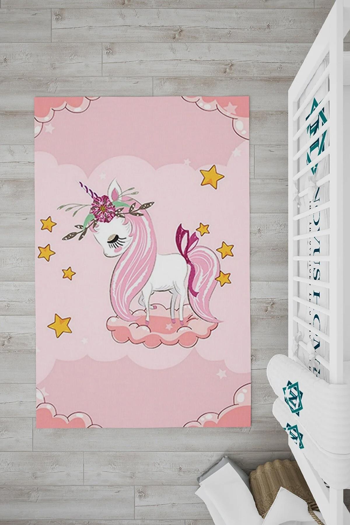 Novus Home Verona Serisi Krem 6 mm Polyester Antibakteriyel-Toz Tutmaz-Yalıtıma Yardımcı Yıkanabilir İnce Kaymaz Taban Yuvarlak Makine Dokuma Çocuk Odası Halısı 120x180 cm