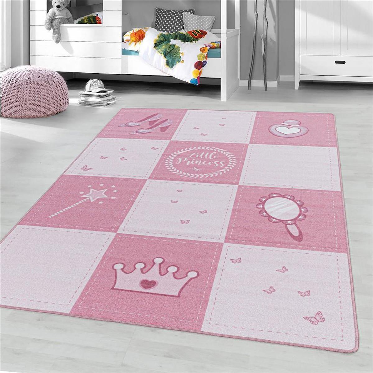 Red Halı Pembe 8 mm Polipropilen Antialerjenik Yıkanabilir Orta Kaymaz Lateks Taban Dikdörtgen Makine Dokuma Çocuk Odası Halısı 100x300 cm