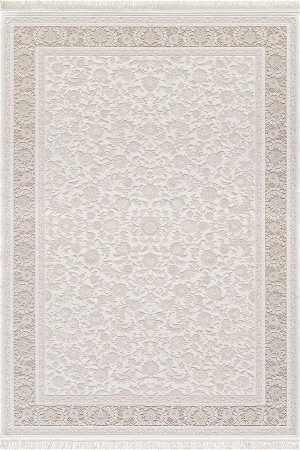 Artemis Halı Palace 5201E Bej-Krem 7 mm Akrilik Yıkanabilir İnce Kaymaz Jüt Taban Dikdörtgen Makine Dokuma Salon Halısı 80x150 cm