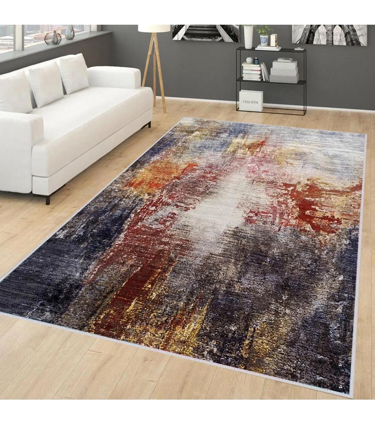Rovigo Home RVG0270 Çok Renkli 8 mm Polyester Antibakteriyel-Leke Tutmaz-Toz Tutmaz Yıkanabilir İnce Kaymaz Dot Taban Dikdörtgen Makine Dokuma Salon Halısı 200x290 cm
