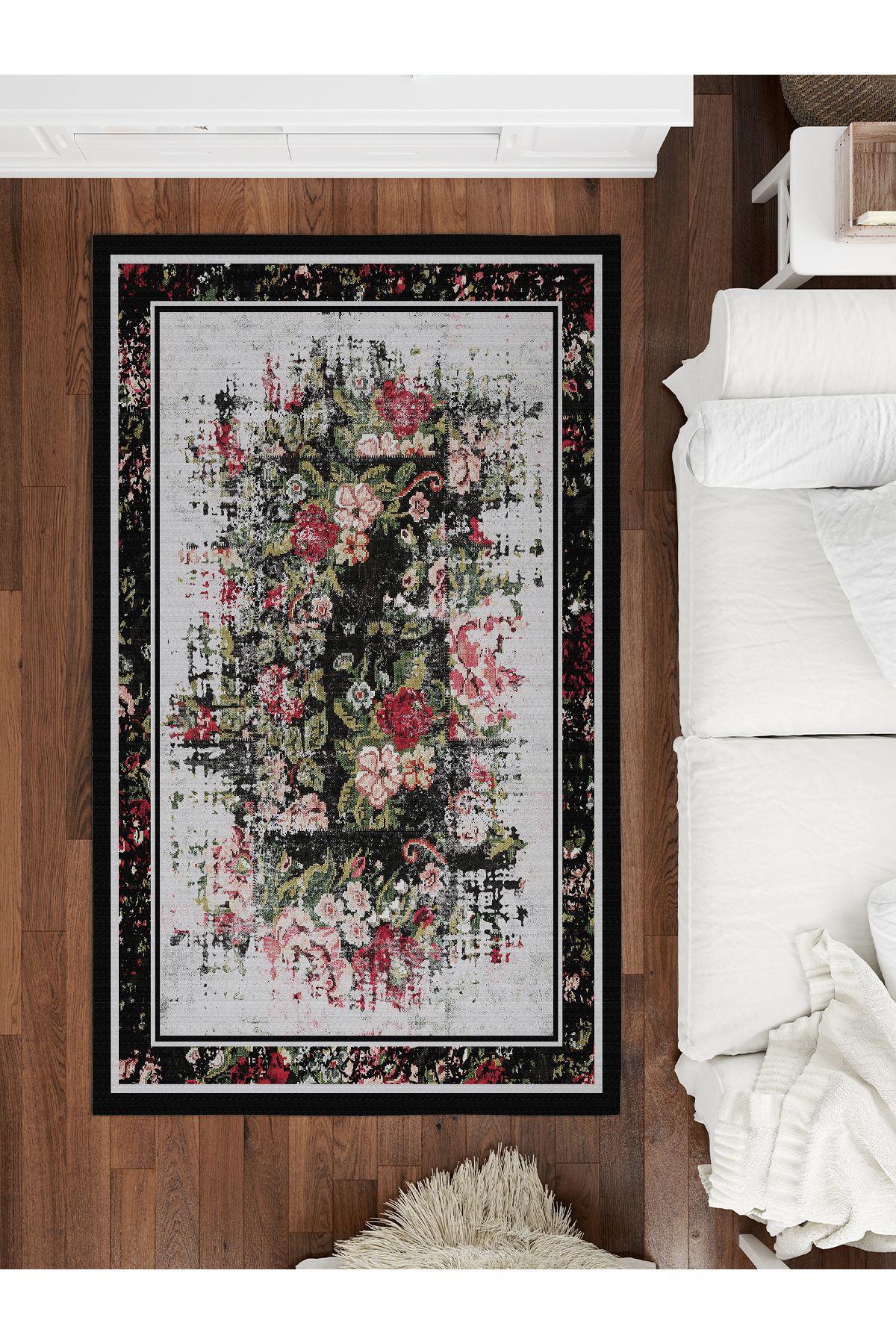 İnspira Gri 12 mm Polyester Antibakteriyel-Leke Tutmaz-Toz Tutmaz Yıkanabilir Orta Kaymaz Dot Taban Dikdörtgen Makine Dokuma Oturma Odası-Salon Halısı 160x235 cm