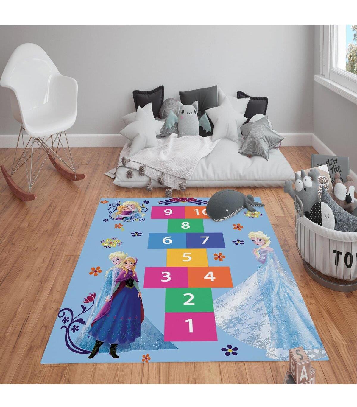 Doruklar Home Collection Mavi 0.7 mm Polyester Antibakteriyel Yıkanabilir Kalın Kaymaz Taban Dikdörtgen Makine Dokuma Çocuk Odası Halısı 100x200 cm