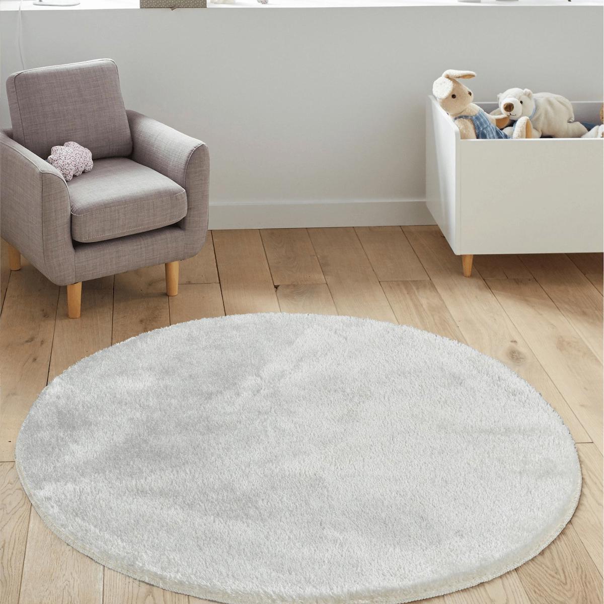 Eurobano Krem 20 mm Polyester Antibakteriyel Yıkanabilir Kalın Kaymaz Lateks Taban Oval Makine Dokuma Salon Halısı 80x180 cm