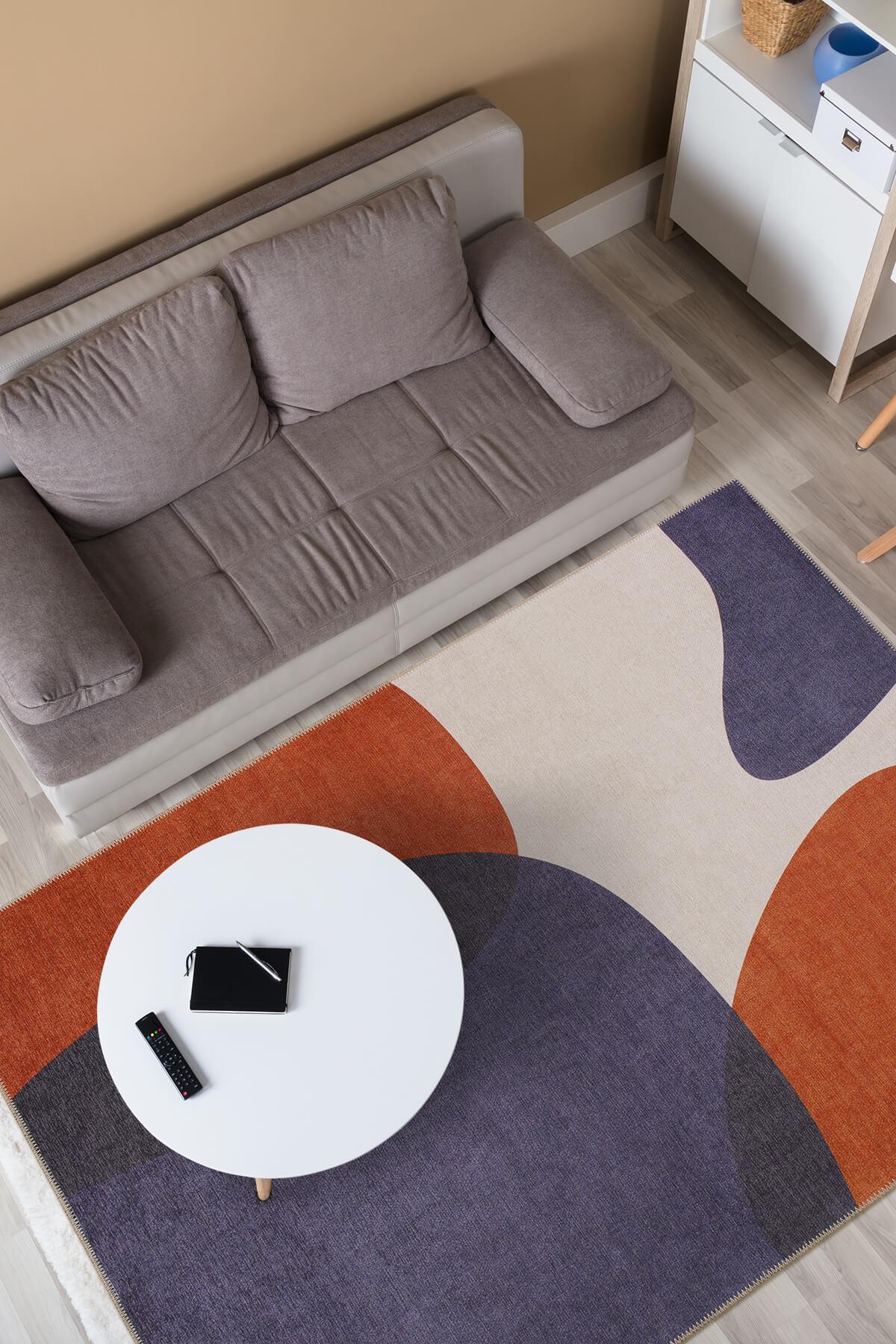 Artloop AL-403 Krem 4 mm Polyester Yıkanabilir İnce Kaymaz Dikdörtgen Makine Dokuma Salon Halısı 80x120 cm