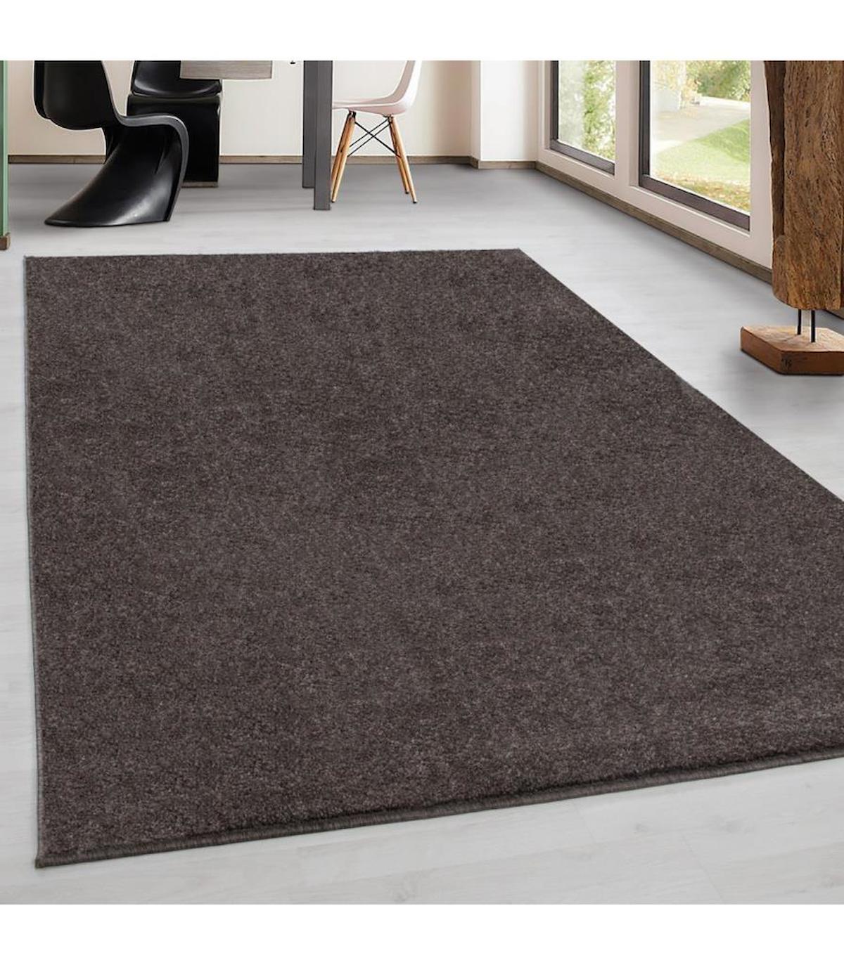 Carpettex Kahverengi 10 mm Polipropilen Yıkanabilir İnce Kaymaz Dikdörtgen Makine Dokuma Salon Halısı 40x60 cm