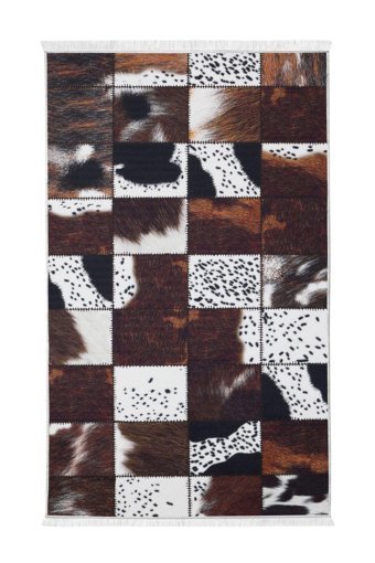 Dijidekor DR01 Kahverengi 6 mm Polyester Yıkanabilir Orta Kaymaz Dot Taban Dikdörtgen Makine Dokuma Salon Halısı 120x180 cm