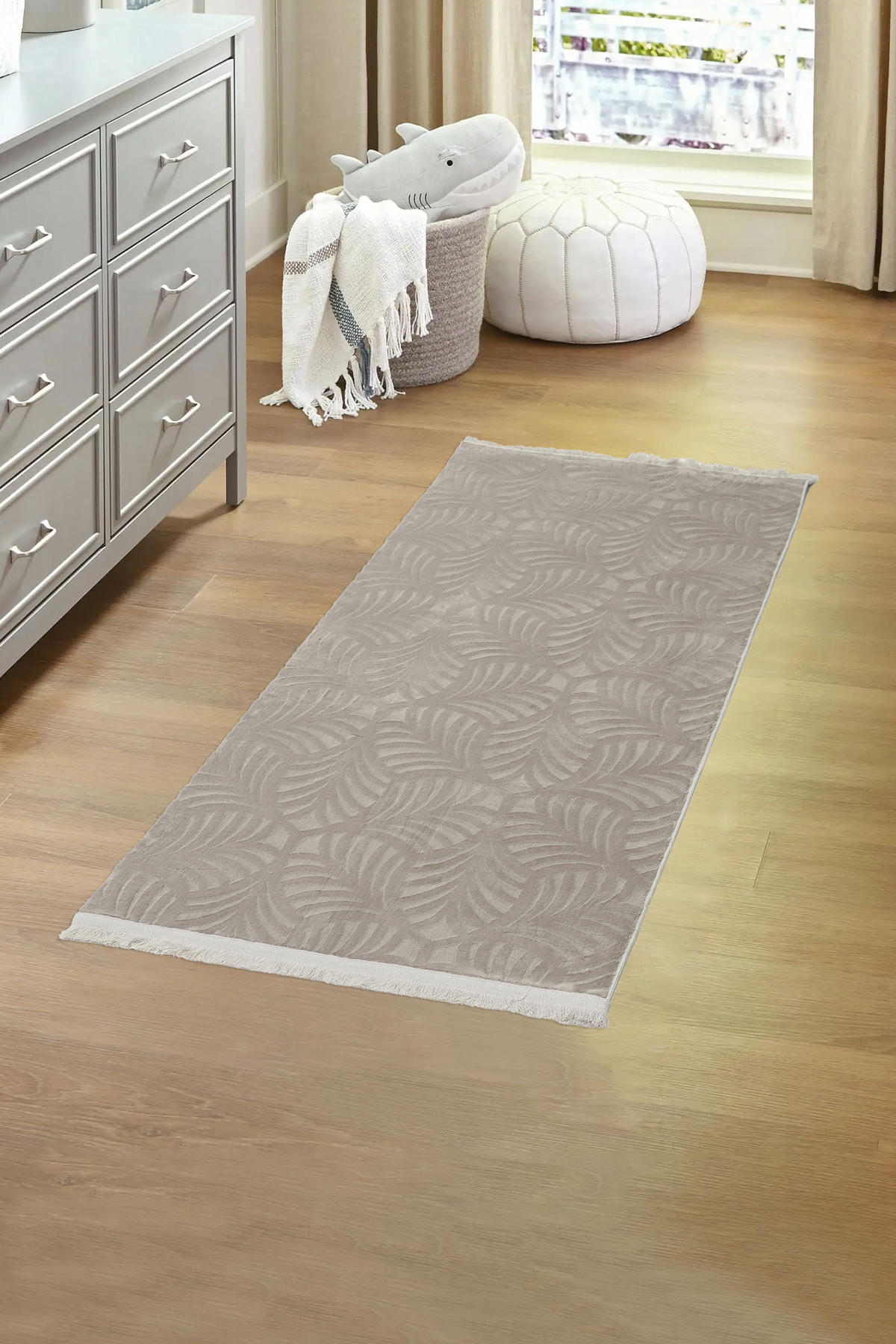 Özdilek Krem 9 mm Polyester Yumuşak Yıkanabilir İnce Kaymaz Dot Taban Dikdörtgen Makine Dokuma Salon Halısı 80x300 cm