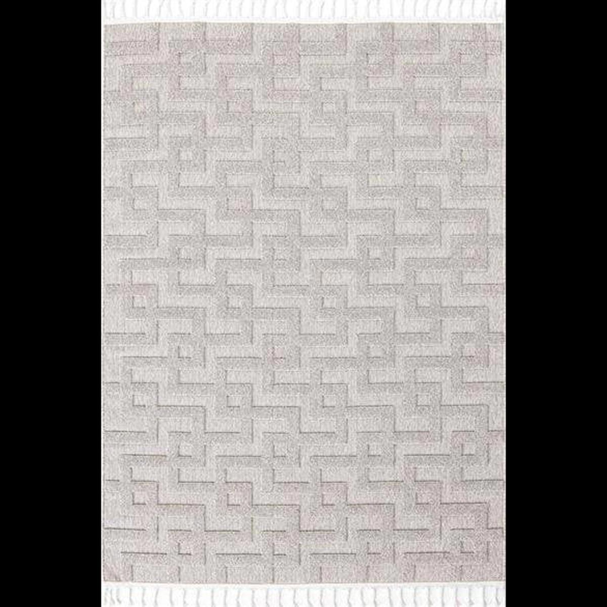 Hoom Rugs Togo 7510 Bej 3 mm Polipropilen Antialerjenik İnce Kaymaz Jüt Taban Dikdörtgen Makine Dokuma Salon Halısı 180x300 cm